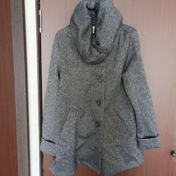 그레이 후드 부착 롱 코트 M 사이즈