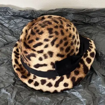 [ 익명 배송 ] CA4LA 펠트 햇 토끼 레오파드 무늬 리본 모자
