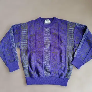 Modigliani 기하학 패턴 보라색 남성용 스웨터 사이즈 M