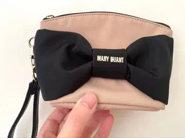 MARY QUANT 리본 파우치 베이지/블랙