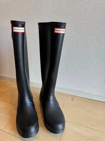 HUNTER 롱 레인부츠 24.5cm 새상품급 2회 사용 블랙