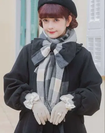 미사용 새상품 시마무라 아오키 미사코 스톨 머플러 체크