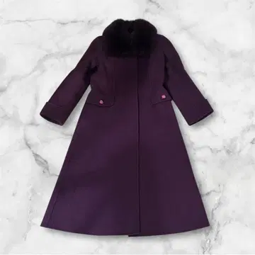 폭스 퍼 롱 코트 퍼 크림슨 롱 코트