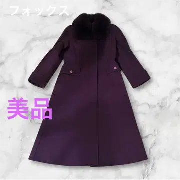 폭스 퍼 롱 코트 퍼 크림슨 롱 코트