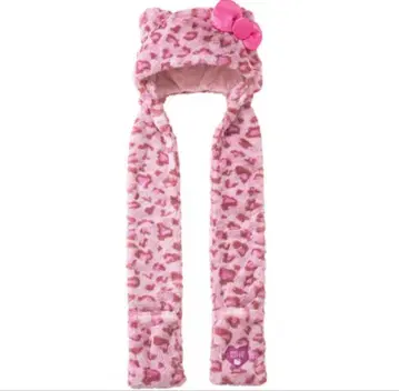 USJ 유니버셜 헬로키티 레오파드 무늬 머플러 햇 모자