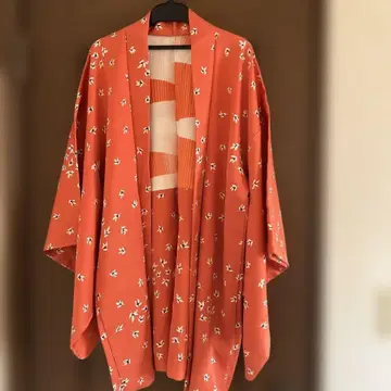 [ 일본 의류 ] [ 시침질 실 포함 ] 겉옷 꽃무늬 오렌지