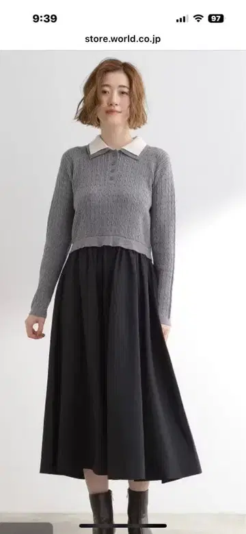 폴로 니트 도킹 원피스