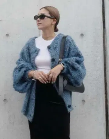 시마무라 리노루세 hideka 2way 가디건 중간 파랑 L