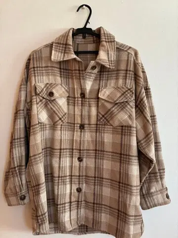 베이지 계열 체크 M 캐주얼 셔츠 자켓 INGNI