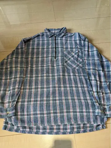 80s C&A XL 체크 무늬 풀오버 플란넬 셔츠 섀도우 옴브레