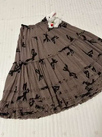 핑크하우스 튤 스커트 속치마 포함 리본 무늬 도트 피코프릴