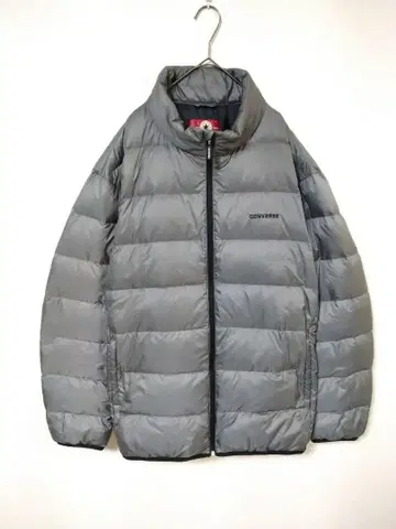컨버스 다운 자켓 남성용 4L 그레이 색상 다운 페더 자수 로고