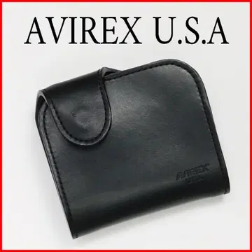 AVIREX 아비렉스 지갑 천연 가죽 이단 접이 블랙