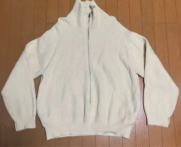 YOKE 3/4 FRONT ZIP HIGHNECK RIB SWEATER