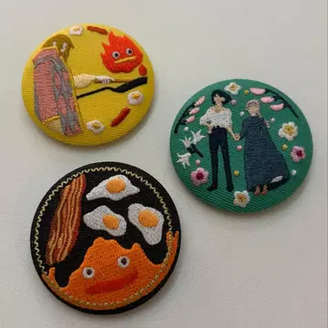 지브리 자수 캔뱃지 하울의 움직이는 성