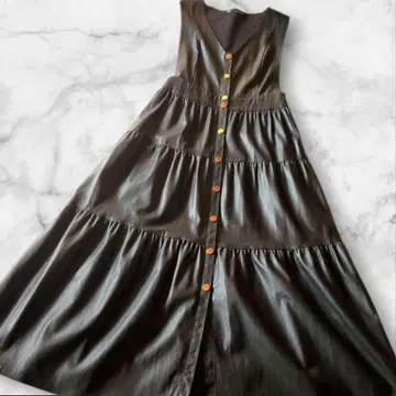 ZARA 가죽 롱 프론트 오픈 원피스 블랙 골드 버튼 슬리브리스