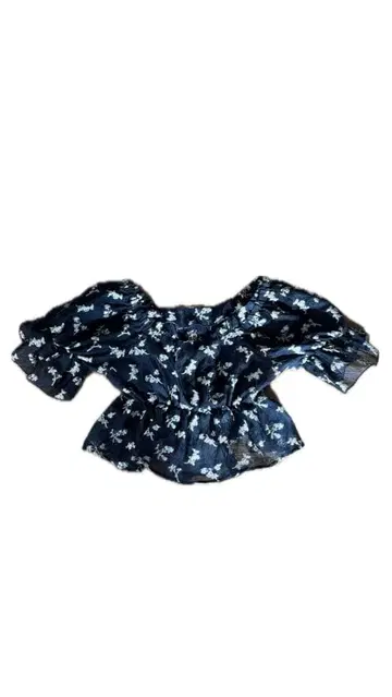 [ NICE CLAUP ] 꽃무늬 오프숄더 긴팔 블라우스 네이비