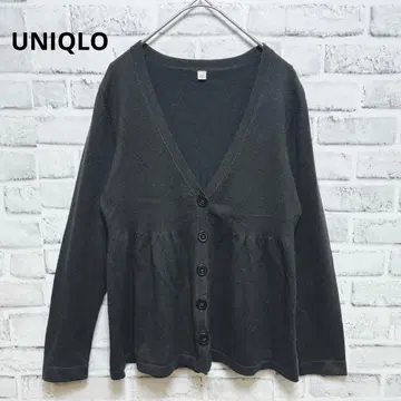 [유니클로] 니트 가디건 V넥 블랙 코튼 혼방 캐주얼 M