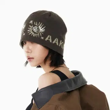 AAKAM Small Sun Jacquard Beanie (Brown)