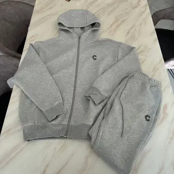 CRONOS 그레이 풀 집업 후드티 팬츠 세트