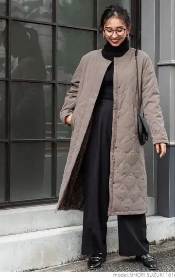 [미사용] coca 푸들 보아 퀼팅 롱 코트 그레이지 L