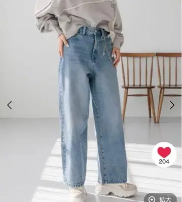 로리즈팜 와이드 스트레이트 데님 팬츠 라이트 블루 L