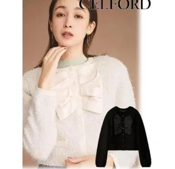CELFORD 더블 리본 니트 자켓