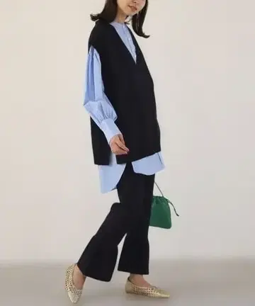 SLOBE IENA 슬로브 이에나 니트 팬츠 레이온 네이비 프리