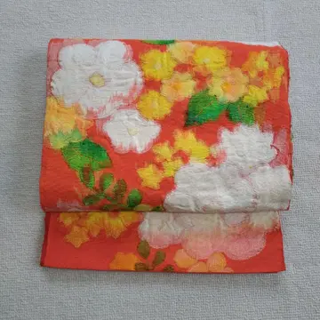 오렌지 계열 꽃무늬 후쿠로 오비