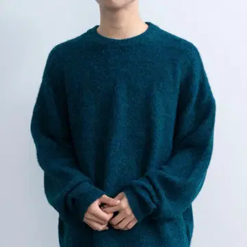 SINSS / 베이직 샤기 니트 터콰이즈 블루 / S