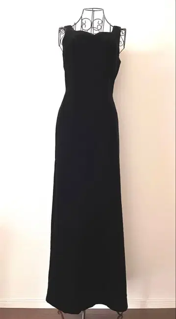 벨로아 롱 원피스 드레스 포멀 롯폰기 블랙 M 슬리브리스