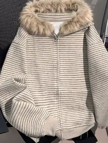 아이보리 스트라이프 베이지 긴팔 따뜻한