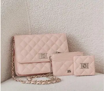 Darich DD 로고 퀼팅 트래블 세트 핑크