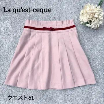 라 케스크 플리츠 스커트 미니 리본 걸리시 핑크 허리 61
