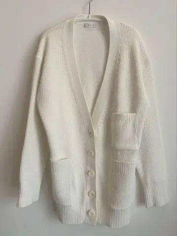 yori V넥 코튼 니트 가디건 화이트