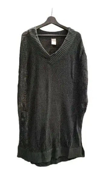 블랙 메쉬 편직 V넥 베스트