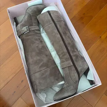 DIANA 그레이 스웨이드 롱 부츠 하이힐