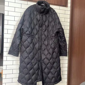 TAION 별주 퀼트 스탠드 카라 롱 다운 코트