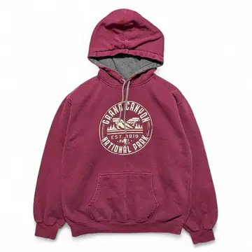 USA 구제 의류 그랜드 캐니언 맨투맨 후드티 프린트 보르도