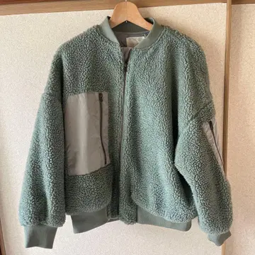 그린 플리스 봄버 자켓