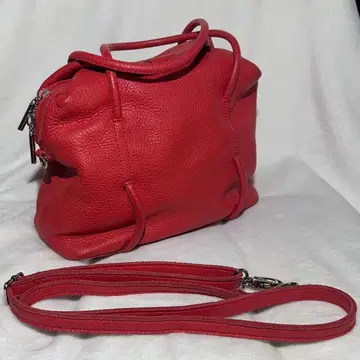 레이지 수잔 천연 가죽 핸드 숄더 백 레드