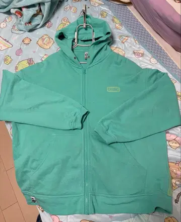 CHUMS 민트 그린 풀 집업 후드티 중고