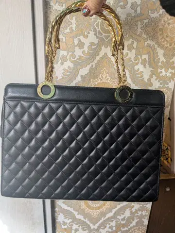 천연 가죽 빈티지 블랙 퀼팅 가죽 토트백 구제 의류 귀여움