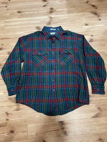 90s St. John's Bay 플란넬 셔츠 그린 사이즈 XL 아크릴