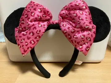 새상품급 미니 핑크 레오파드 무늬 리본 머리띠 디즈니 단종 레어 아이템