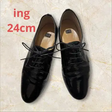 ing 24cm 여성용 에나멜 신발 블랙