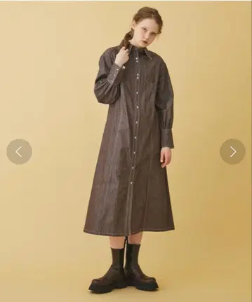 [ INella ] 스티치 워크 셔츠 원피스