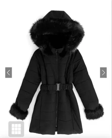 GRL 벨트 포함 퍼 다운 코트