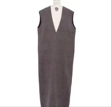 드로어 울 글렌체크 슬리브리스 원피스