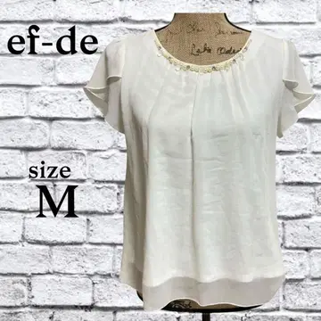 P6 에프데 블라우스 [ M ] 풀오버 펄 쉬폰 시어 소매 큐트